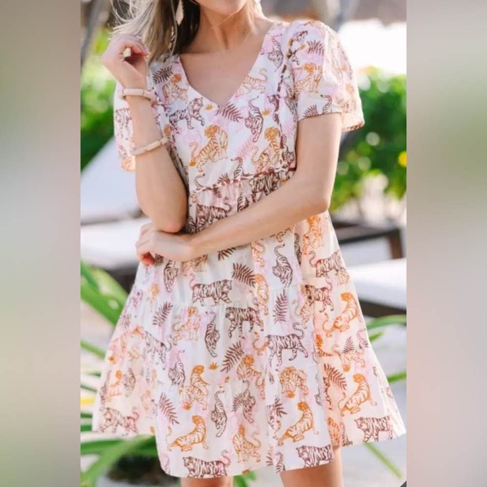 Umgee Tiger Print Babydoll Dress
